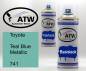 Preview: Toyota, Teal Blue Metallic, 741: 400ml Sprühdose + 400ml Klarlack - Set, von ATW Autoteile West.